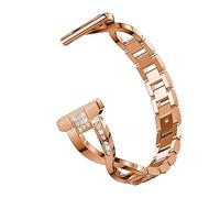 Bracelet de rechange en métal compatible avec Fossil Q Smartwatch - 22 mm - Compatible avec Fossil Gen 4 Gen 3 Explorist HR/Wander Founder Gen 2 Gen 1/Gen 5 (or rose)