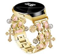 Bracelet de rechange en métal de 20 mm avec breloque mignonne compatible avec Samsung Galaxy Watch 7 6 5 4 FE 40 mm, 44 mm/5 Pro 45 mm/6 Classic 43 mm, 47 mm/4 Classic 42 mm, 46 mm, Galaxy Active 2