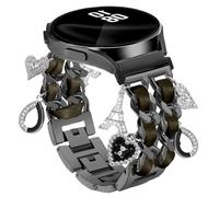 Bracelet de rechange en métal de 20 mm avec breloque mignonne compatible avec Samsung Galaxy Watch 7 6 5 4 FE 40 mm, 44 mm/5 Pro 45 mm/6 Classic 43 mm, 47 mm/4 Classic 42 mm, 46 mm, Galaxy Active 2