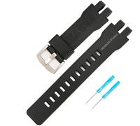 Bracelet de rechange en résine pour Casio Protrek PRG-300, PRW-6000, PRW-6100, PRW-3000, PRW-3100 - Convient pour homme et femme - Accessoire de montre (boucle noir/argent)