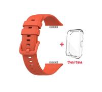 Bracelet de rechange en silicone orange avec étui pour Huawei Watch Fit 2