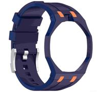 Bracelet de rechange en silicone pour montre royale AP avec installation facile, compatible avec montre de poche Swatch, design confortable (bleu orange)