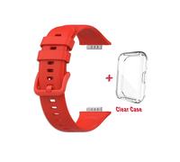 Bracelet de rechange en silicone rouge avec étui pour Huawei Watch Fit 2