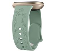 Bracelet de rechange souple pour femme - Motif papillon rose gravé compatible avec Fitbit Versa 3/Fitbit Versa 4/Fitbit Sense 2 pour femme - Motif papillon rose gravé