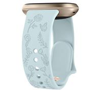 Bracelet de rechange souple pour femme - Motif papillon rose gravé compatible avec Fitbit Versa 3/Fitbit Versa 4/Fitbit Sense 2 pour femme - Vert