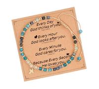 Bracelet de rencontre en pierre naturelle avec carte de message inspirante, ensemble de bijoux cadeau pour elle, maman, sœur, fille, cadeau de baptême unique pour sœur en Christ, taille unique, Comme