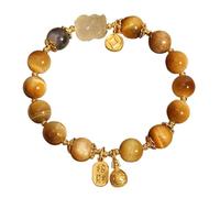 Bracelet de richesse élastique en cristal jaune naturel, 8/10mm, cadeaux for amis(Gold10mm)