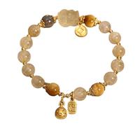 Bracelet de richesse élastique en cristal jaune naturel, 8/10mm, cadeaux for amis(Yellow10mm)