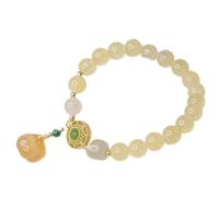 Bracelet de richesse Feng Shui, bracelet en cristal jaune, citrouille rétro chanceuse, charme prospère, bracelet de jade doux hetian, talisman en quartz de pierre précieuse, argent de réussite