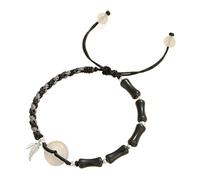 Bracelet de richesse Feng Shui en cristal - Boucle d'harmonie en forme de donut en jade vert avec breloque en bambou rose - Bijou de méditation d'équilibre des chakras pour la chance et la prospérité