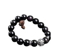 Bracelet de richesse Feng Shui en obsidienne noire Bracelet en obsidienne, bracelet Piyao en argent, bracelet en agate noire naturelle, bracelet en perles for couple, cristal, éloigne les mauvais espr