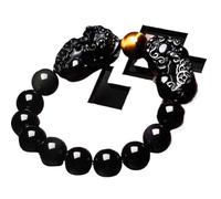 Bracelet de richesse Feng Shui en obsidienne noire Bracelet en obsidienne, Feng Shui, richesse, Pixiu, perles naturelles, méditation Reiki, éloigne les mauvais esprits, talisman for la prospérité, l'a