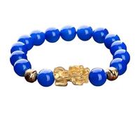 Bracelet de richesse Feng Shui Pixiu rare agate cornaline bleu royal pur chakra naturel pierres précieuses quartz perles attirer l'argent créativité chance fortune talisman paix prospérité, 10 mm/1947