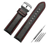 Bracelet de sangle de montre en cuir 18-24mm Bandoues de montre de remplacement en cuir, Black Red Silver Type 2, 22mm