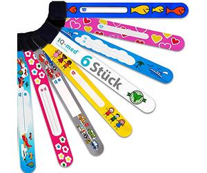 Bracelet de secours pour enfants de iQ-med | Set de 4, résistant à l’eau, à remplir avec un stylo | motifs au choix :pour garçons, filles ou mélangé | réutilisable | sécurité | Bracelet de sécurité identité enfant