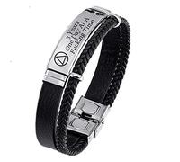 Bracelet de sobriété AA NA personnalisé pour homme et femme, bracelet en cuir et acier inoxydable pour narcotiques, alcooliques anonymes, toxicomanie, bijou de récupération sobre pour elle et lui,