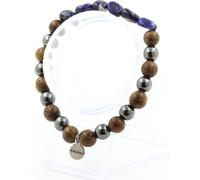 Bracelet de sodalite du Brésil + perles d'hématite + bois 8 mm