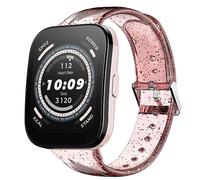 Bracelet de sport compatible avec Amazfit Bip 5, Lamshaw 22 mm en silicone souple pailleté transparent compatible avec Amazfit Balance / Bip 5 / Cheetah Pro / Cheetah / GTR 47 mm / GTR 2 / GTR 3 / GTR