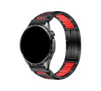 Bracelet De Sport En Acier Inoxydable Et Caoutchouc De 22mm, Adapté For Huawei Watch 5/GT6/5/4/3 Pro 46mm GT Runner 2/Amazfit Active Max/Balance 2(Black Red,For Huawei Watch 5 4 46m)