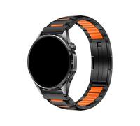 Bracelet De Sport En Acier Inoxydable Et Caoutchouc De 22mm, Adapté For Huawei Watch 5/GT6/5/4/3 Pro 46mm GT Runner 2/Amazfit Active Max/Balance 2(Black Orange,For Huawei GT5 GT4 46mm)