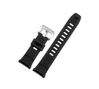 Bracelet de sport en Silicone adapté for Casio 3206 3135 PRG-130Y/PRW-1500/PROTREK(Black silver)