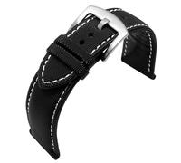 Bracelet de Sport étanche en Toile de Nylon et cuir pour Hommes, 20, 22mm, 24mm, Blanc noir01, 20mm