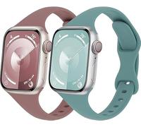 Bracelet de Sport Fin pour Apple Watch SE 40mm 41mm 38mm,Bracelets iWatch 44mm 45mm Ultra 2 49mm 42mm 46mm Femme/Homme,Bracelet en Silicone Souple pour Apple Watch Serie 10 9 8 7 6 5 4 3 SE2,2PCS