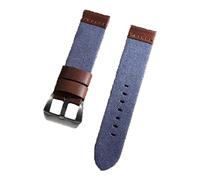 Bracelet de style militaire en toile et cuir, 20-24 mm, fabriqué à la main, résistant, adapté à une utilisation extérieure et décontractée.,Bleu,24 mm
