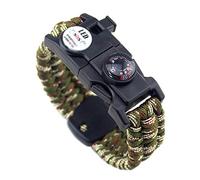 Bracelet de Survie 21 en 1, Kit de Matériel de Bracelet de Sport d'urgence à 7 Noyaux Paracord, Compas Imperméable, Voyant LED SOS, Thermomètre, Sifflet de Secours, Outil Multifonctionnel