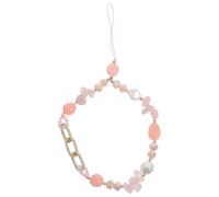 Bracelet de Téléphone Rose à Perles en Cristal, Pierre et Aluminium | Chaînette Porte-clés Légère, pour Téléphone et Paquet à Main, Bureau et École