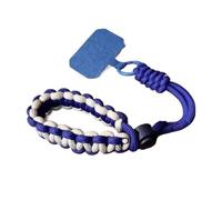 Bracelet de téléphone sport court, ajustable, noir et vert, tissé, robuste, antivol, idéal for les voyages en Europe.(Blue White)