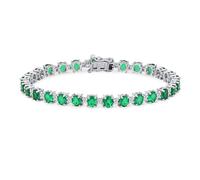 Bling Jewelry Bracelet De Tennis Alternant Simple Créé en Émeraude Verte Et Zircon pour Femmes Argent Sterling .925 Pierre De Naissance De Mai 7,25 Pouces