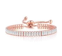Bracelet de tennis pour femme plaqué or blanc avec diamant AAA+ oxyde de zirconium CZ délicat classique réglable bracelet coulissant argent bijoux tendance cadeau de mariage, 6.5 inch, Métal, Oxyde de