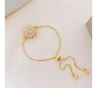 Bracelet de tournesol tournante Fleurs de zircon cubique pour les femmes Soulagement de l'anxiété (or)