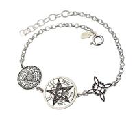 Bracelet de triple protection en argent sterling 925, 17 cm. Nœud de sorcière, tétragramme, 7 archanges