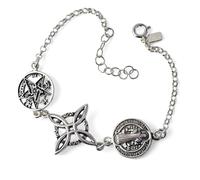 Bracelet de triple protection en argent sterling 925, 17 cm. Nœud de sorcière, tétragramme, Saint Benoît
