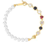 Bracelet délicat en perles et cristal pour femme, bracelet rivière plaqué or avec zircone, cadeau d'anniversaire et d'anniversaire de mariage, laiton + perles, sans pierre précieuse