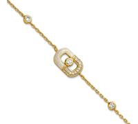 Bracelet d'extension rectangulaire 11,73 mm en argent sterling 925 et oxyde de zirconium émaillé 18 cm pour femme