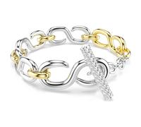 Swarovski - Bracelet Dextera, cristal blanc, coupe ronde, barre en T, mélange de finitions, taille M