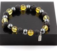 Bracelet d'hématite + citrine + perles de lave 8 mm