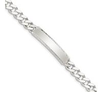 Bracelet d'identification en argent sterling 925 poli avec gravure sur le devant uniquement - 18 cm - Fermoir mousqueton de 6 mm de large - Pour femme