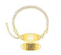 Bracelet d'identification médicale avec code QR en zircone | Bracelet d'alerte d'urgence étanche | Breloque santé en zircone durable