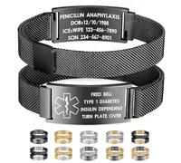Bracelet d'identification médicale personnalisable pour homme et femme, bracelet d'identification médicale de sensibilisation aux urgences, bracelet d'identification médicale étanche réglable en acier