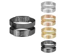 Bracelet d'identification médicale personnalisé pour homme et femme, bracelet d'urgence réglable en maille d'acier inoxydable