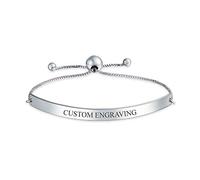 Bracelet d'identification personnalisé avec mots inspirants, bracelet Bolo pour femmes et adolescentes, cadeau de remise de diplôme, argent sterling .925, gravure personnalisée ajustable.