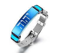 Bracelet dieu hébreu phosphorescent pour homme et femme en acier inoxydable Tétragramme Yahweh Symbole de la foi juive Bracelet en maille pour homme et femme, Acier inoxydable