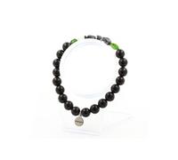 Bracelet diopside du Brésil + jaspe zébré du Brésil + perles d'agate noire 8 mm