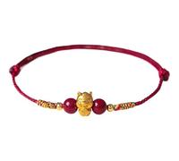 Bracelet doré pour femme avec breloque signe du zodiaque chinois - Amulette porte-bonheur pour les amoureux et les amis, taille unique, Coton, Agate