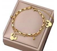 Bracelet double avec souris en acier chirurgical or