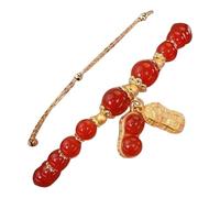 Bracelet double chaîne jade imitation bracelet rétro élégant bijoux main femme titane ensemble de boucles d'oreilles, taille unique, Verre, Pas de gemme